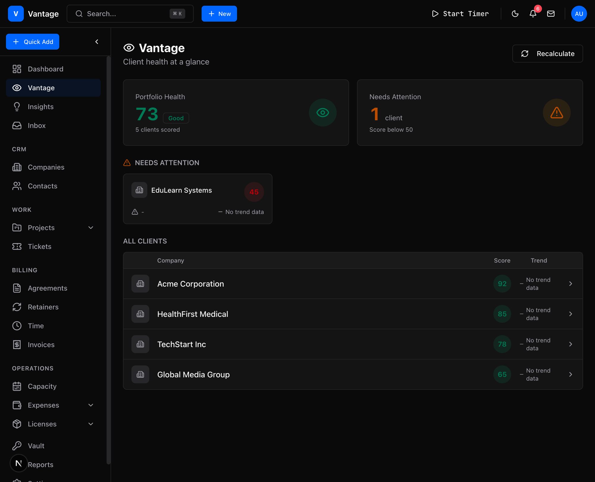 Know which clients are at risk before they cancel